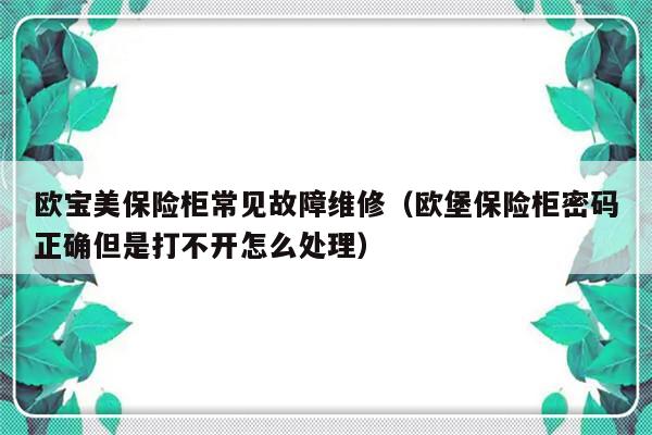 欧宝美保险柜常见故障维修（欧堡保险柜密码正确但是打不开怎么处理）-第1张图片-乐修号