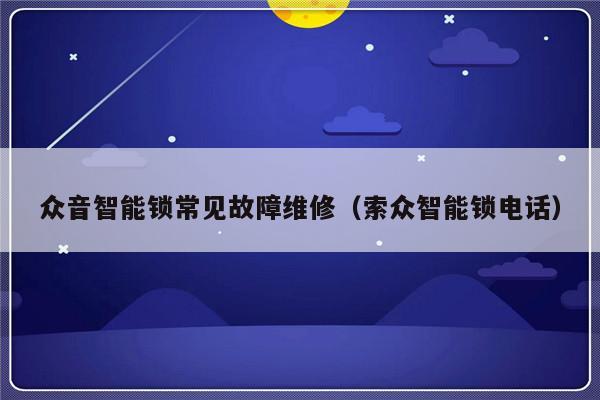 众音智能锁常见故障维修（索众智能锁电话）-第1张图片-乐修号