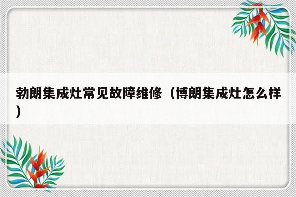 勃朗集成灶常见故障维修（博朗集成灶怎么样）-第1张图片-乐修号