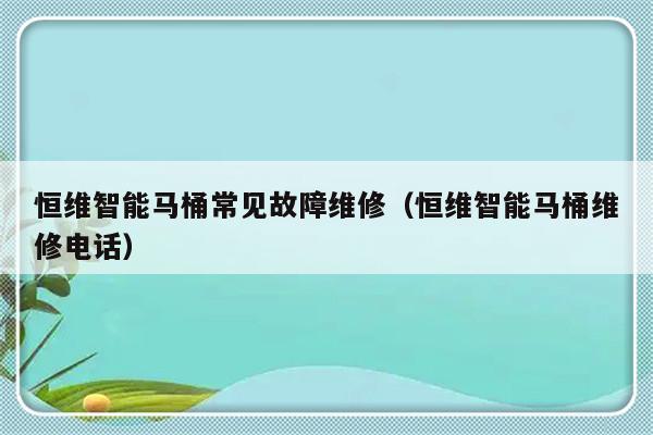 恒维智能马桶常见故障维修（恒维智能马桶维修电话）-第1张图片-乐修号