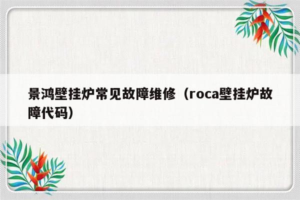 景鸿壁挂炉常见故障维修（roca壁挂炉故障代码）-第1张图片-乐修号