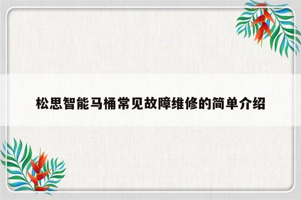 松思智能马桶常见故障维修的简单介绍-第1张图片-乐修号