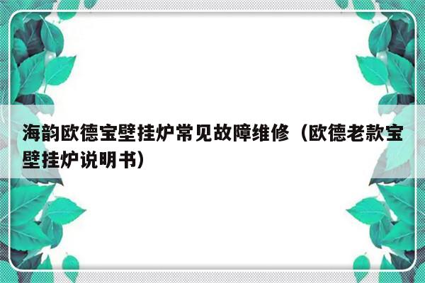 海韵欧德宝壁挂炉常见故障维修（欧德老款宝壁挂炉说明书）-第1张图片-乐修号