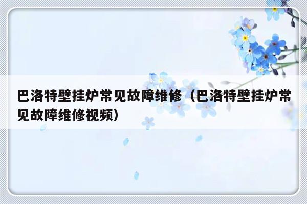 巴洛特壁挂炉常见故障维修（巴洛特壁挂炉常见故障维修视频）-第1张图片-乐修号