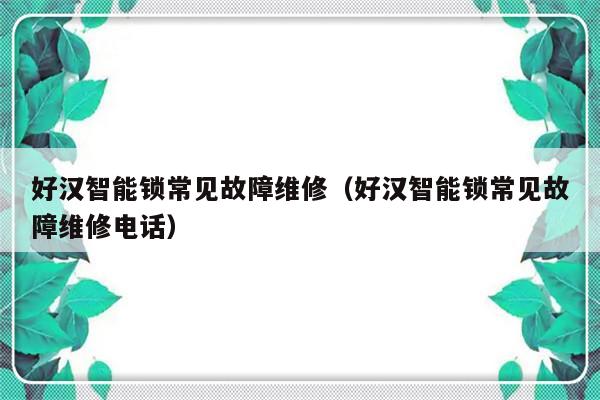 好汉智能锁常见故障维修（好汉智能锁常见故障维修电话）-第1张图片-乐修号