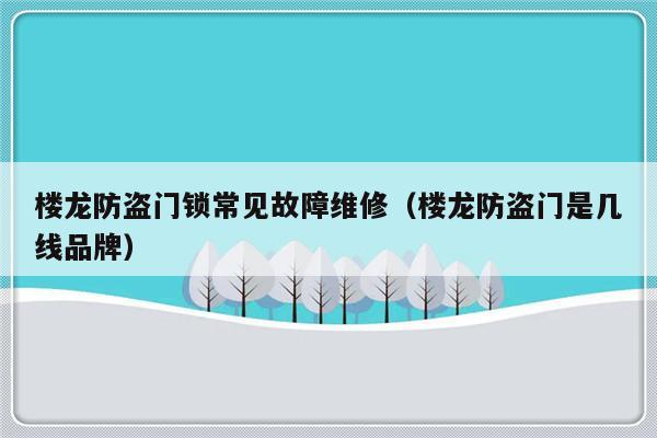 楼龙防盗门锁常见故障维修（楼龙防盗门是几线品牌）-第1张图片-乐修号