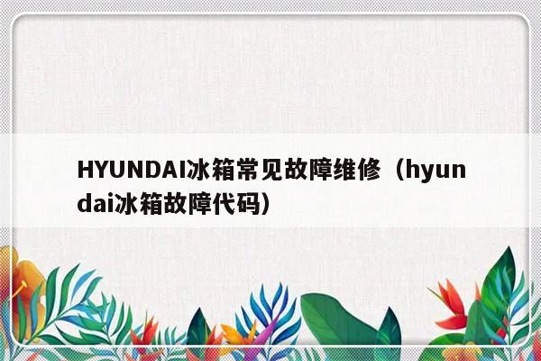 HYUNDAI冰箱常见故障维修（hyundai冰箱故障代码）-第1张图片-乐修号