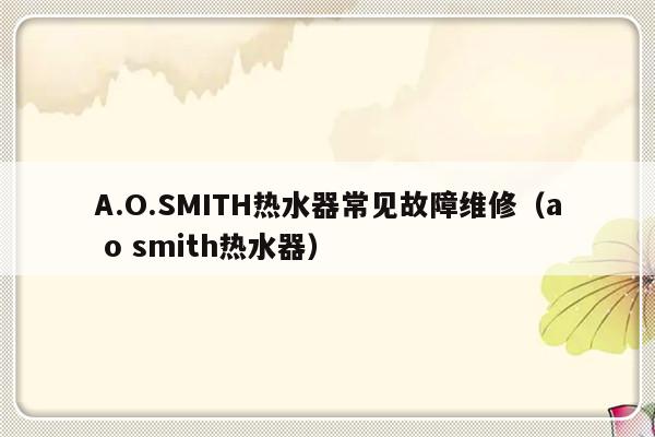 A.O.SMITH热水器常见故障维修（a o smith热水器）-第1张图片-乐修号