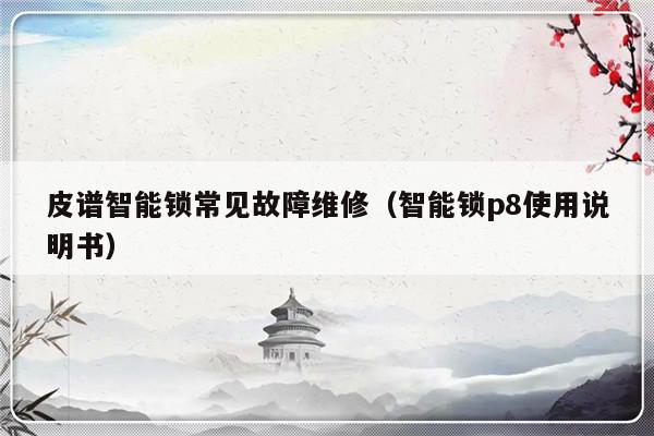 皮谱智能锁常见故障维修（智能锁p8使用说明书）-第1张图片-乐修号