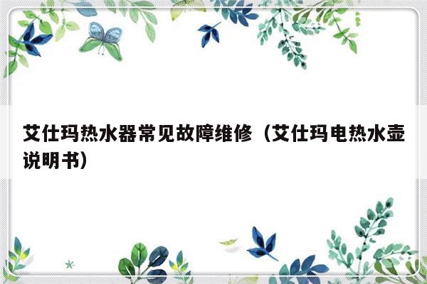 艾仕玛热水器常见故障维修（艾仕玛电热水壶说明书）-第1张图片-乐修号