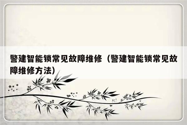 警建智能锁常见故障维修（警建智能锁常见故障维修方法）-第1张图片-乐修号