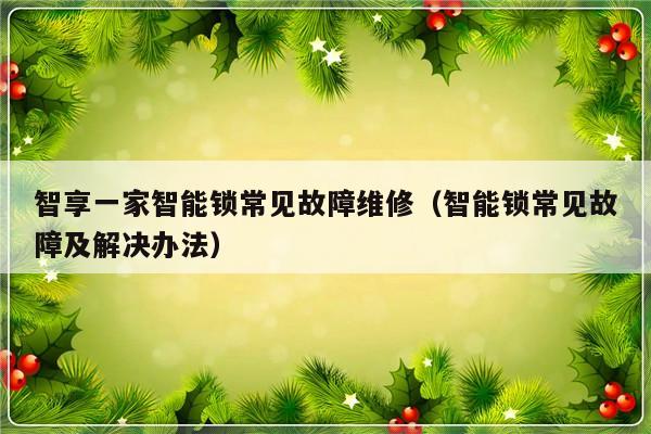 智享一家智能锁常见故障维修（智能锁常见故障及解决办法）-第1张图片-乐修号