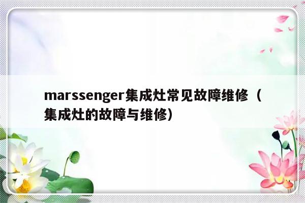 marssenger集成灶常见故障维修（集成灶的故障与维修）-第1张图片-乐修号