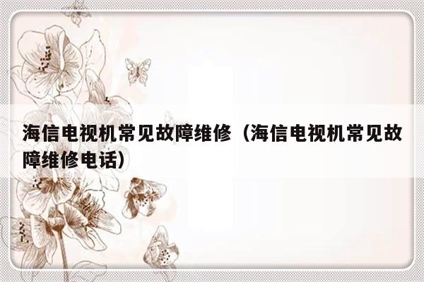 海信电视机常见故障维修（海信电视机常见故障维修电话）-第1张图片-乐修号