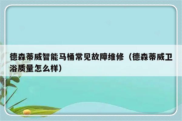 德森蒂威智能马桶常见故障维修（德森蒂威卫浴质量怎么样）-第1张图片-乐修号