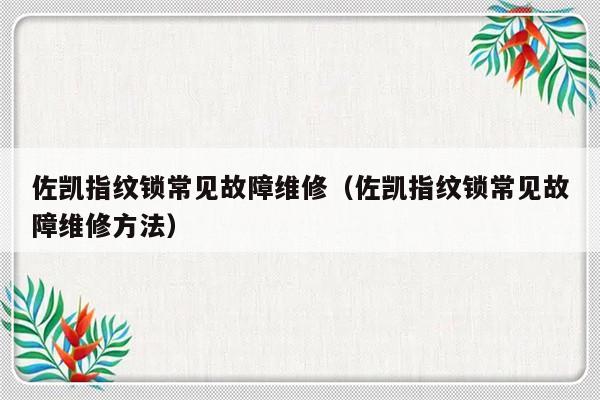 佐凯指纹锁常见故障维修（佐凯指纹锁常见故障维修方法）-第1张图片-乐修号