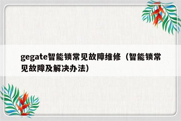 gegate智能锁常见故障维修（智能锁常见故障及解决办法）-第1张图片-乐修号