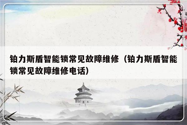 铂力斯盾智能锁常见故障维修（铂力斯盾智能锁常见故障维修电话）-第1张图片-乐修号