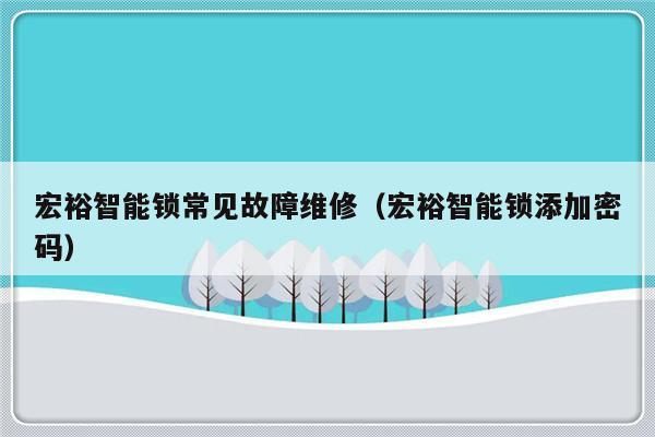 宏裕智能锁常见故障维修（宏裕智能锁添加密码）-第1张图片-乐修号