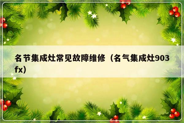 名节集成灶常见故障维修（名气集成灶903fx）-第1张图片-乐修号