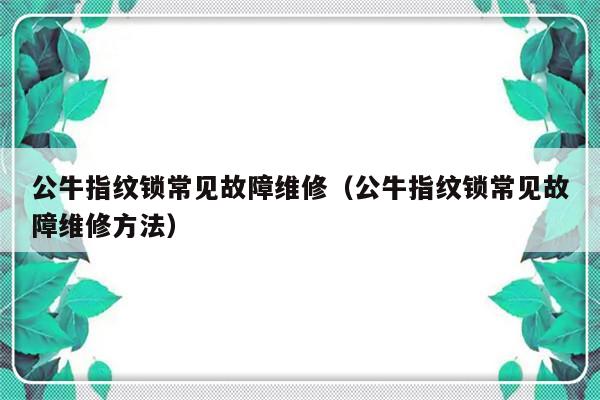 公牛指纹锁常见故障维修（公牛指纹锁常见故障维修方法）-第1张图片-乐修号