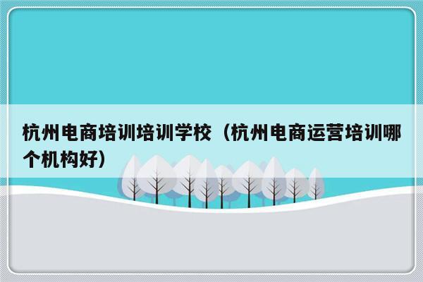 杭州电商培训培训学校（杭州电商运营培训哪个机构好）-第1张图片-乐修号