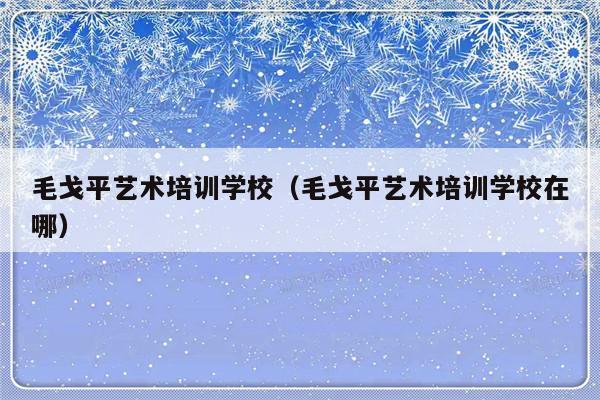 毛戈平艺术培训学校（毛戈平艺术培训学校在哪）-第1张图片-乐修号