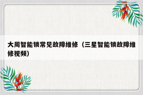 大周智能锁常见故障维修（三星智能锁故障维修视频）-第1张图片-乐修号