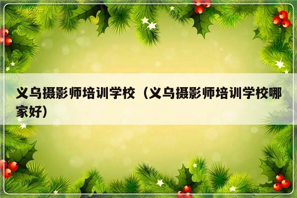 义乌摄影师培训学校（义乌摄影师培训学校哪家好）-第1张图片-乐修号