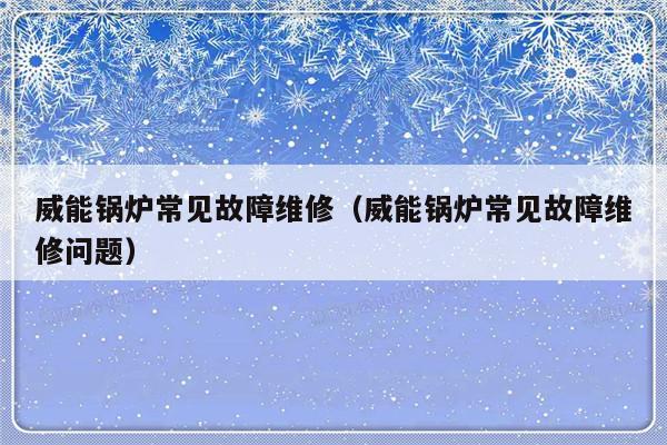 威能锅炉常见故障维修（威能锅炉常见故障维修问题）-第1张图片-乐修号