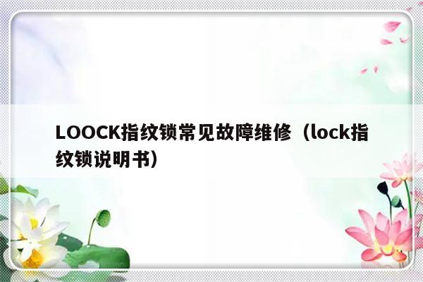 LOOCK指纹锁常见故障维修（lock指纹锁说明书）-第1张图片-乐修号