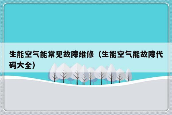 生能空气能常见故障维修（生能空气能故障代码大全）-第1张图片-乐修号