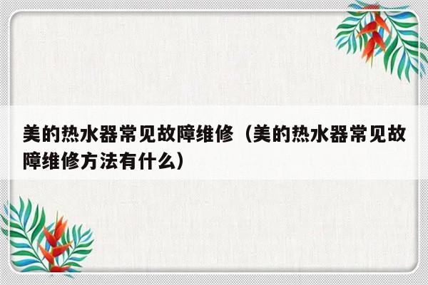 美的热水器常见故障维修（美的热水器常见故障维修方法有什么）-第1张图片-乐修号