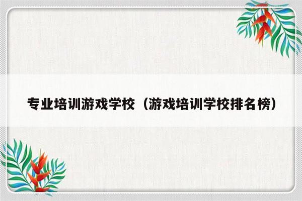 专业培训游戏学校（游戏培训学校排名榜）-第1张图片-乐修号