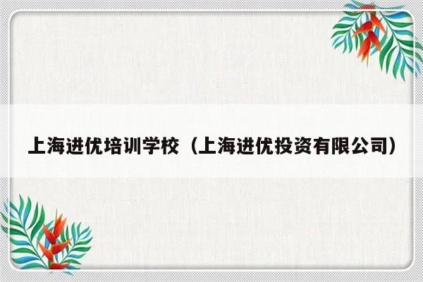 上海进优培训学校（上海进优投资有限公司）-第1张图片-乐修号