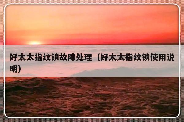 好太太指纹锁故障处理（好太太指纹锁使用说明）-第1张图片-乐修号