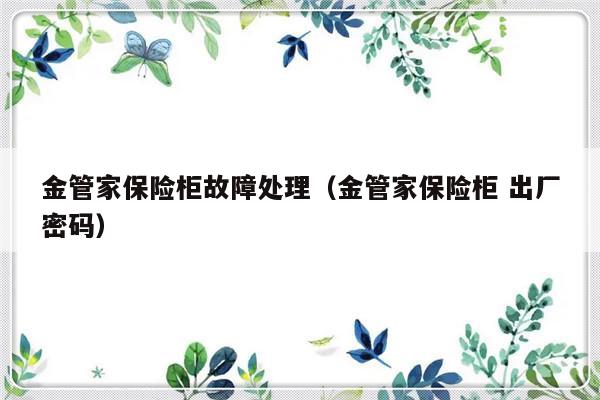 金管家保险柜故障处理（金管家保险柜 出厂密码）-第1张图片-乐修号