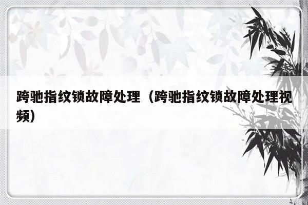 跨驰指纹锁故障处理（跨驰指纹锁故障处理视频）-第1张图片-乐修号