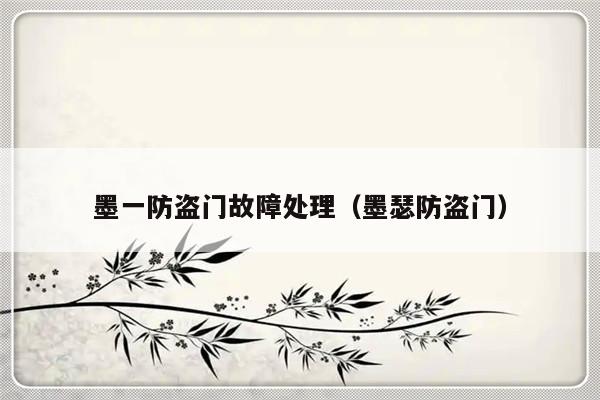墨一防盗门故障处理（墨瑟防盗门）-第1张图片-乐修号