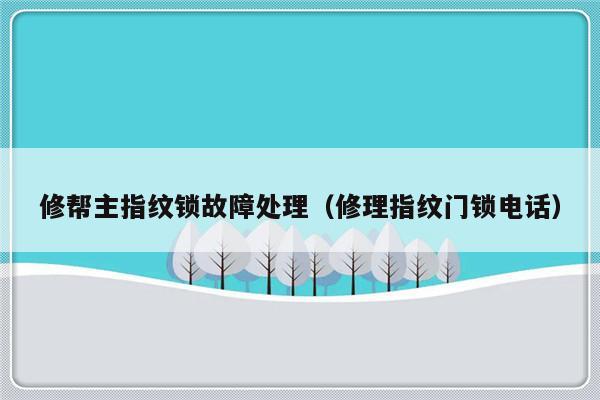 修帮主指纹锁故障处理（修理指纹门锁电话）-第1张图片-乐修号