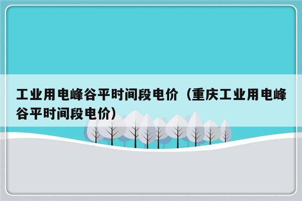 工业用电峰谷平时间段电价（重庆工业用电峰谷平时间段电价）-第1张图片-乐修号