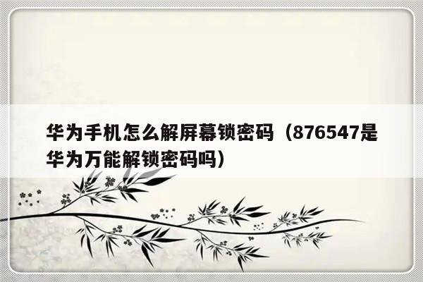 华为手机怎么解屏幕锁密码（876547是华为万能解锁密码吗）-第1张图片-乐修号