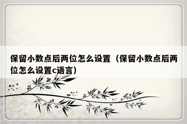 保留小数点后两位怎么设置（保留小数点后两位怎么设置c语言）-第1张图片-乐修号