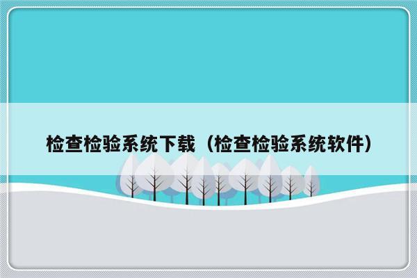 检查检验系统下载（检查检验系统软件）-第1张图片-乐修号