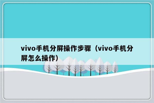 vivo手机分屏操作步骤（vivo手机分屏怎么操作）-第1张图片-乐修号