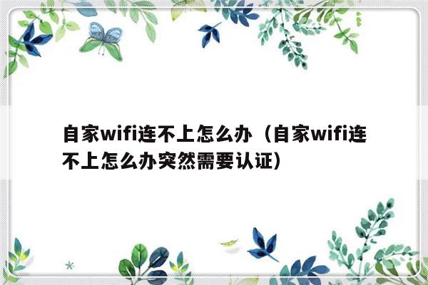 自家wifi连不上怎么办（自家wifi连不上怎么办突然需要认证）-第1张图片-乐修号