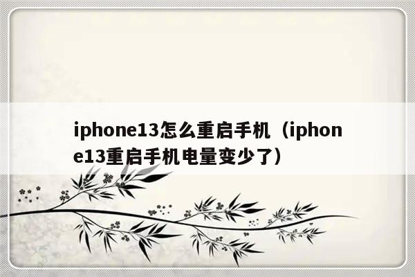 iphone13怎么重启手机（iphone13重启手机电量变少了）-第1张图片-乐修号