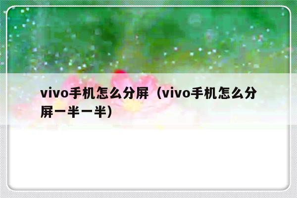 vivo手机怎么分屏（vivo手机怎么分屏一半一半）-第1张图片-乐修号