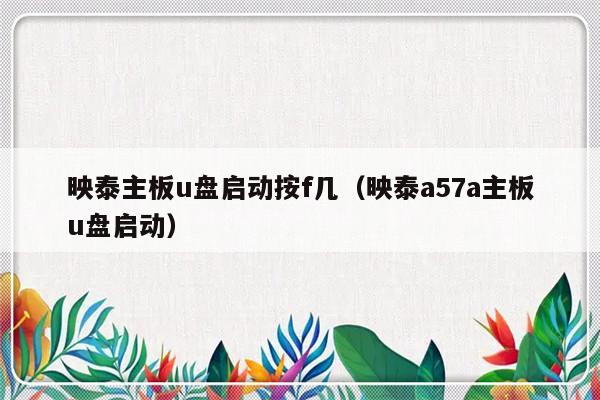 映泰主板u盘启动按f几（映泰a57a主板u盘启动）-第1张图片-乐修号