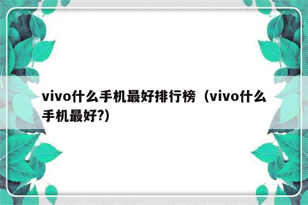 vivo什么手机最好排行榜（vivo什么手机最好?）-第1张图片-乐修号